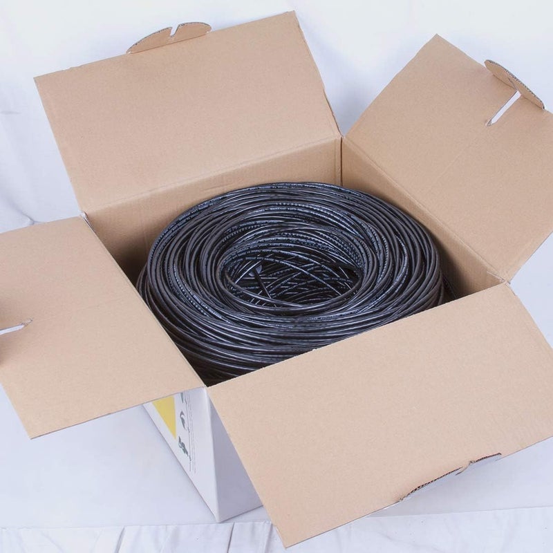 FiveStarCable Cat5e 1000 Ft. 24AWG Pull Box Direct Burial/Underground Double Jacket Waterproof Outdoor Burial UTP Ethernet Router LAN Cable - Black - Image 2
